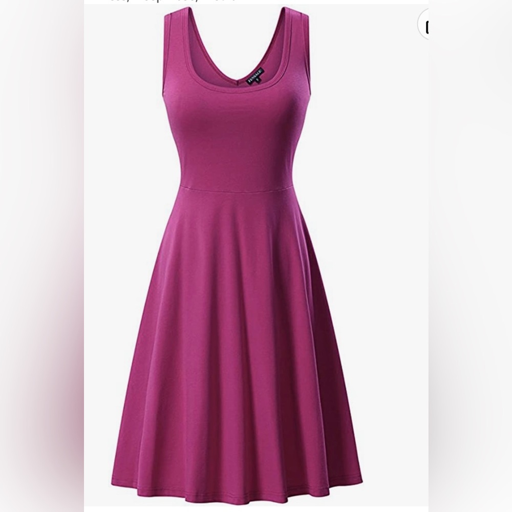 Sleeveless Scoop Neck, Midi A Line Tank Dress